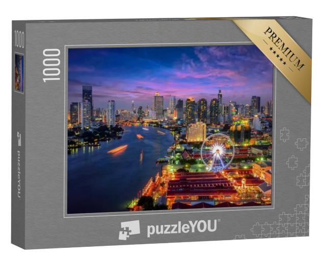 Puzzel 1000 stukjes „Stadsgezicht van Bangkok in de avond“