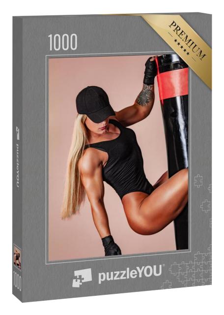 Puzzle 1000 Teile „Sexy Fitness-Model am Boxsack“