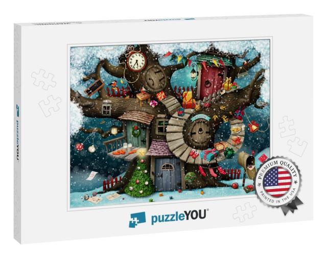 Festive Greeting Card or Poster Congratulation Merry Chri... Jigsaw Puzzle