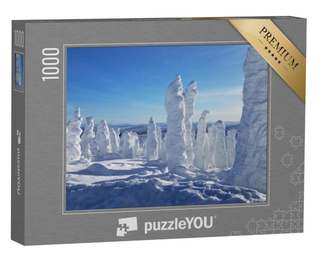 Puzzel 1000 stukjes „Ongewone met sneeuw bedekte boombossen in het poolgebied“