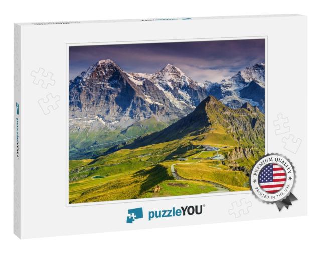 Stunning Alpine Panorama with Jungfrau, Monch, Eiger Nort... Jigsaw Puzzle