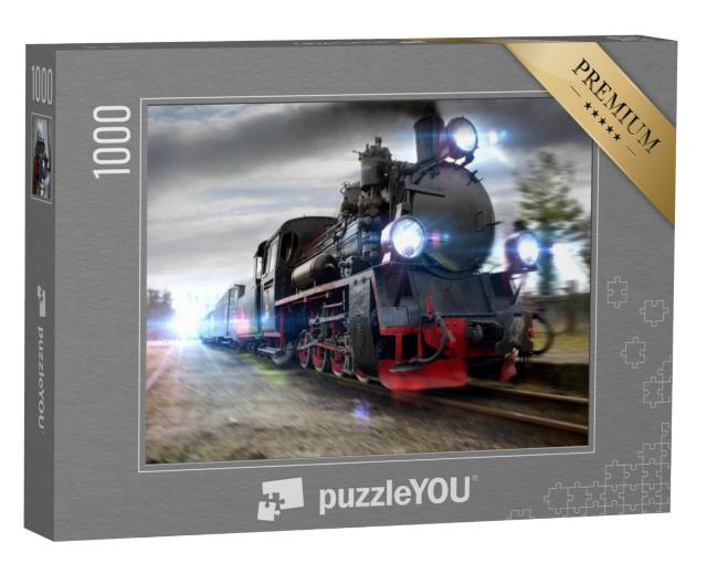 Puzzel 1000 stukjes „Rokende stoomlocomotief“