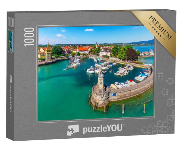 Puzzel 1000 stukjes „Oude stad en pier van Lindau aan het Bodenmeer, Duitsland“