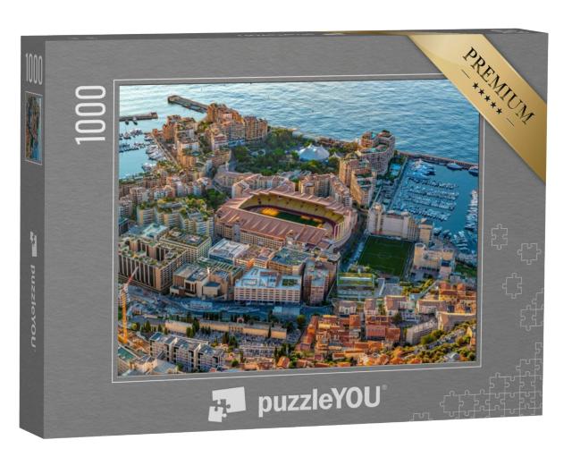 Puzzel 1000 stukjes „Luchtfoto van het stadion van Monaco bij zonsopgang“