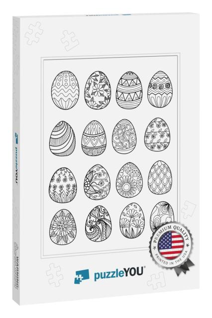 Hand Drawn Easter Eggs for Coloring Book for Adult & Desi... Jigsaw Puzzle