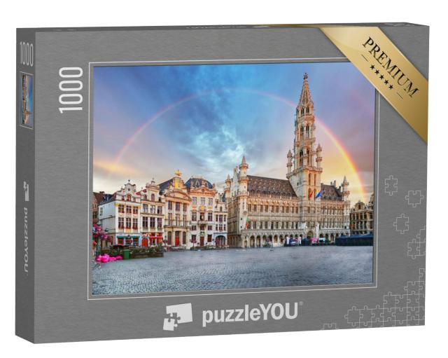 Puzzel 1000 stukjes „Regenboog over het historische centrum van Brussel, België“