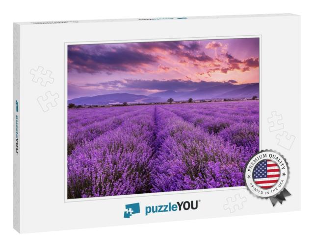 Lavender Field Sunset & Lines... Jigsaw Puzzle