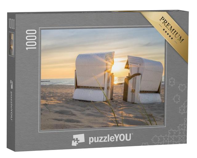 Puzzel 1000 stukjes „Zonsondergang op de Baltische Zee met twee strandstoelen“