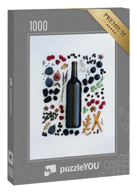 Puzzle 1000 Teile „Aromen von Rotwein, Weinverkostung, Brombeere, Himbeere, Eiche, Feige, Pfeffer“