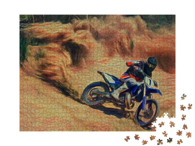 Puzzle 1000 Teile „im Stil von Edvard Munch, Der Schrei - Motocross - Puzzle-Kollektion Künstler & Gemälde“