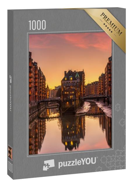 Puzzle 1000 Teile „Die alte Speicherstadt in Hamburg, Deutschland“