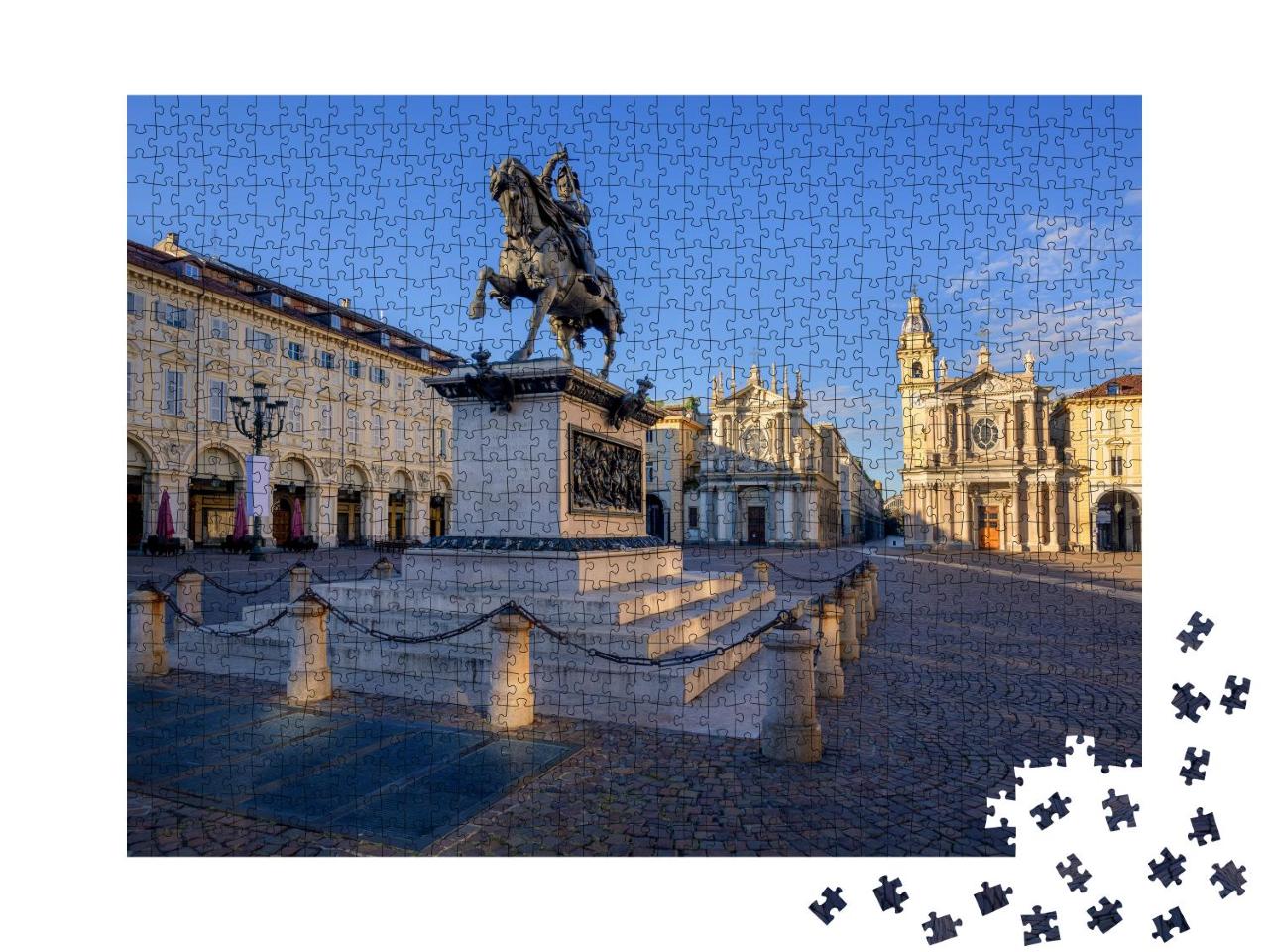 Puzzle 1000 Teile „Piazza San Carlo und das Bronzedenkmal von Emmanuel Philibert im Zentrum von Turin “