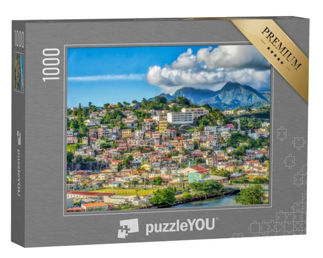 Puzzel 1000 stukjes „Huizen op hellingen in Fort-de-France, hoofdstad van Martinique, Frankrijk“