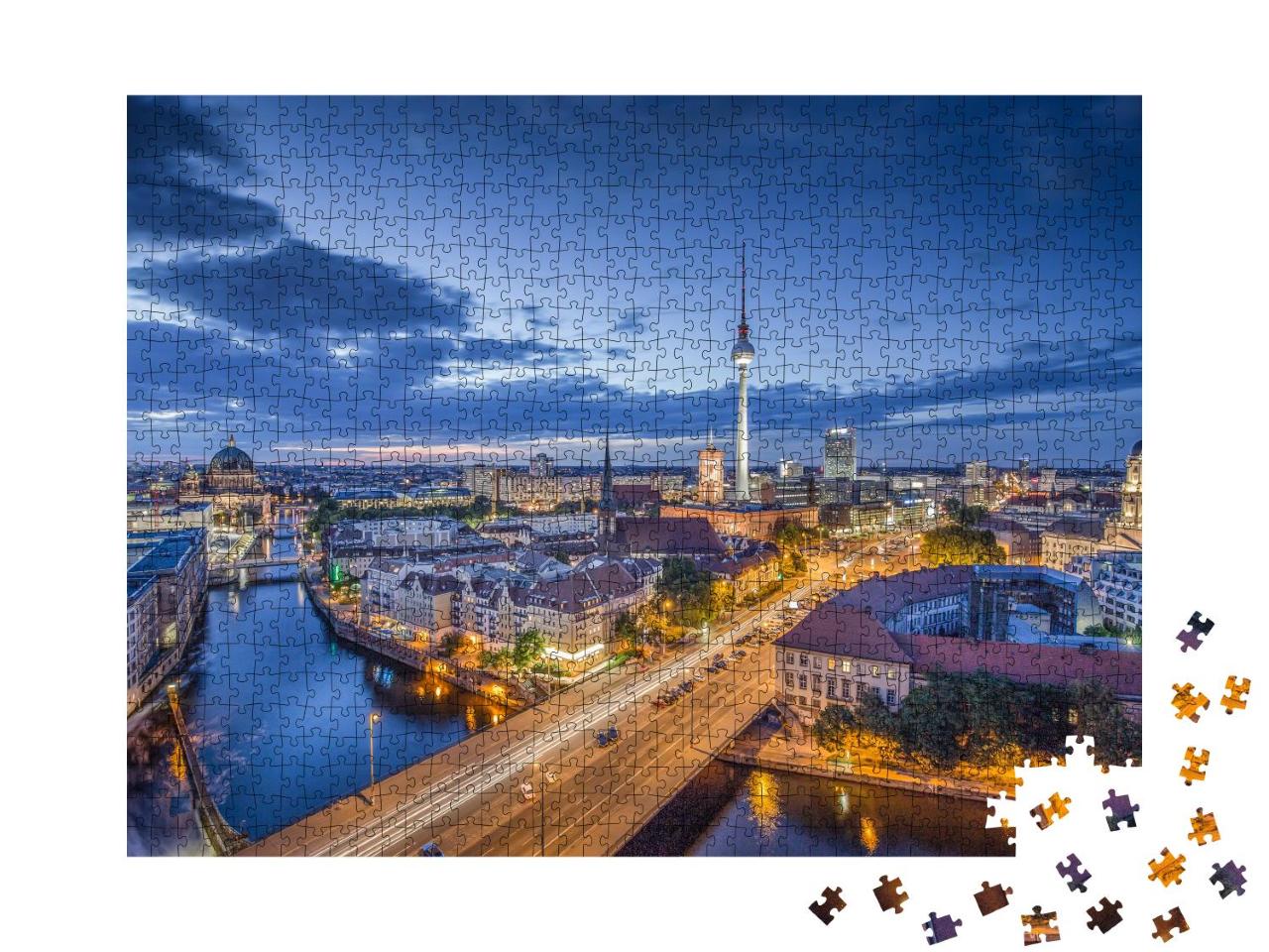 Puzzle 1000 Teile „Blick über Berlin am Abend“