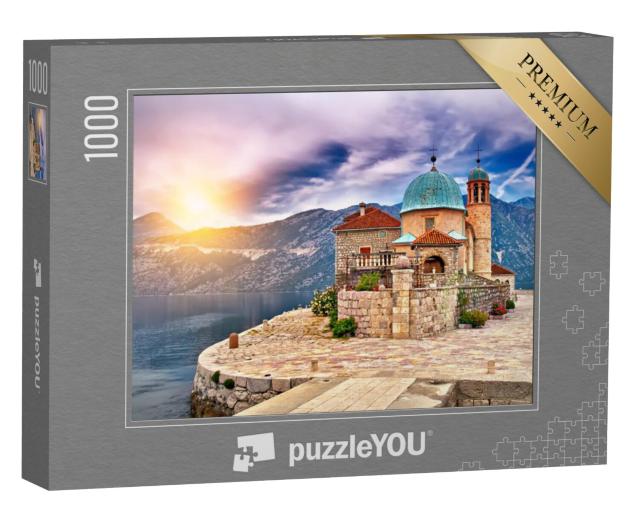 Puzzel 1000 stukjes „Kasteel op het eiland bij het meer in Montenegro“