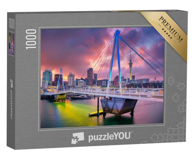 Puzzel 1000 stukjes „Auckland skyline bij zonsopgang, Nieuw-Zeeland“