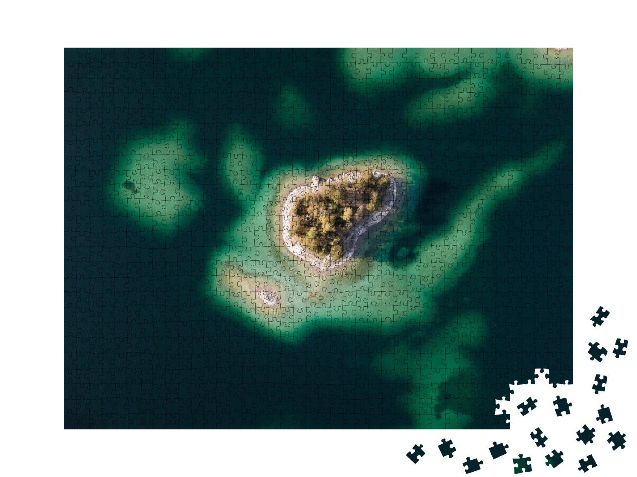 Puzzle 1000 Teile „Inseln des wunderschönen Eibsees, Bayern, Deutschland“