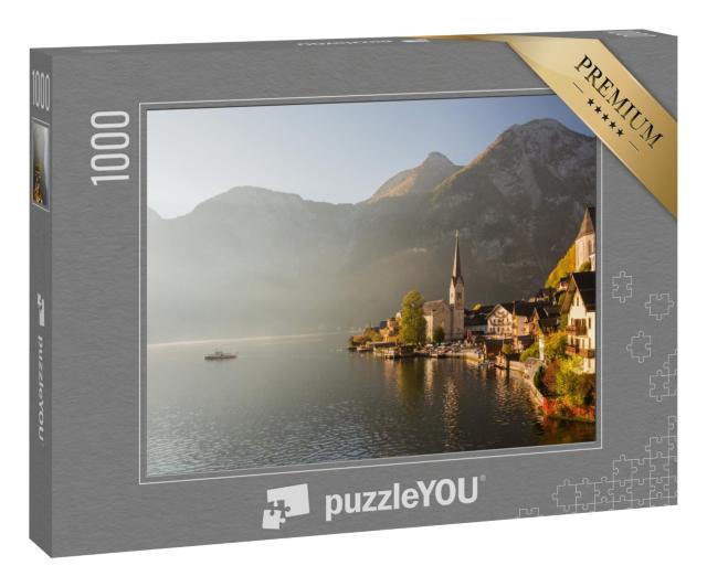 Puzzle 1000 Teile „Malerischer Morgenblick auf den berühmten Bergort Hallstatt, Österreich“
