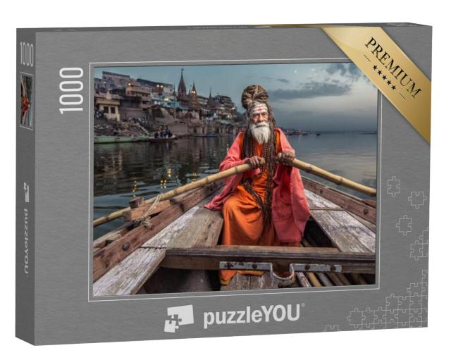 Puzzel 1000 stukjes „Portret van Sadhu Baba Nondo Somendrah, Varanasi, India“