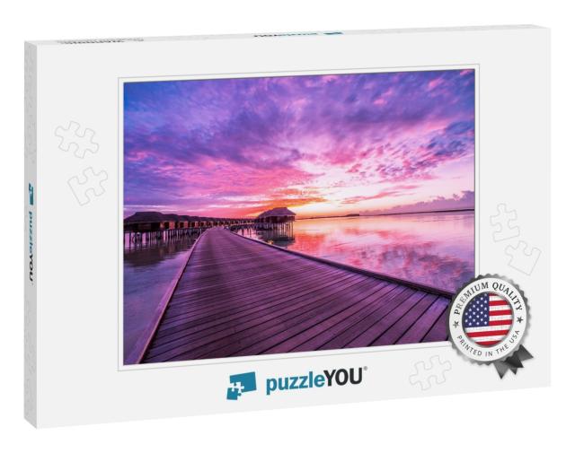 Colorful Sunset Over Ocean on Maldives... Jigsaw Puzzle