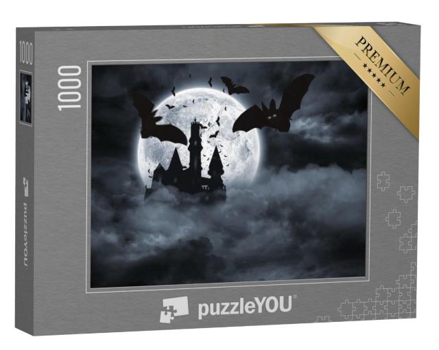 Puzzel 1000 stukjes „Vleermuizen vliegen voor het kasteel van Dracula“