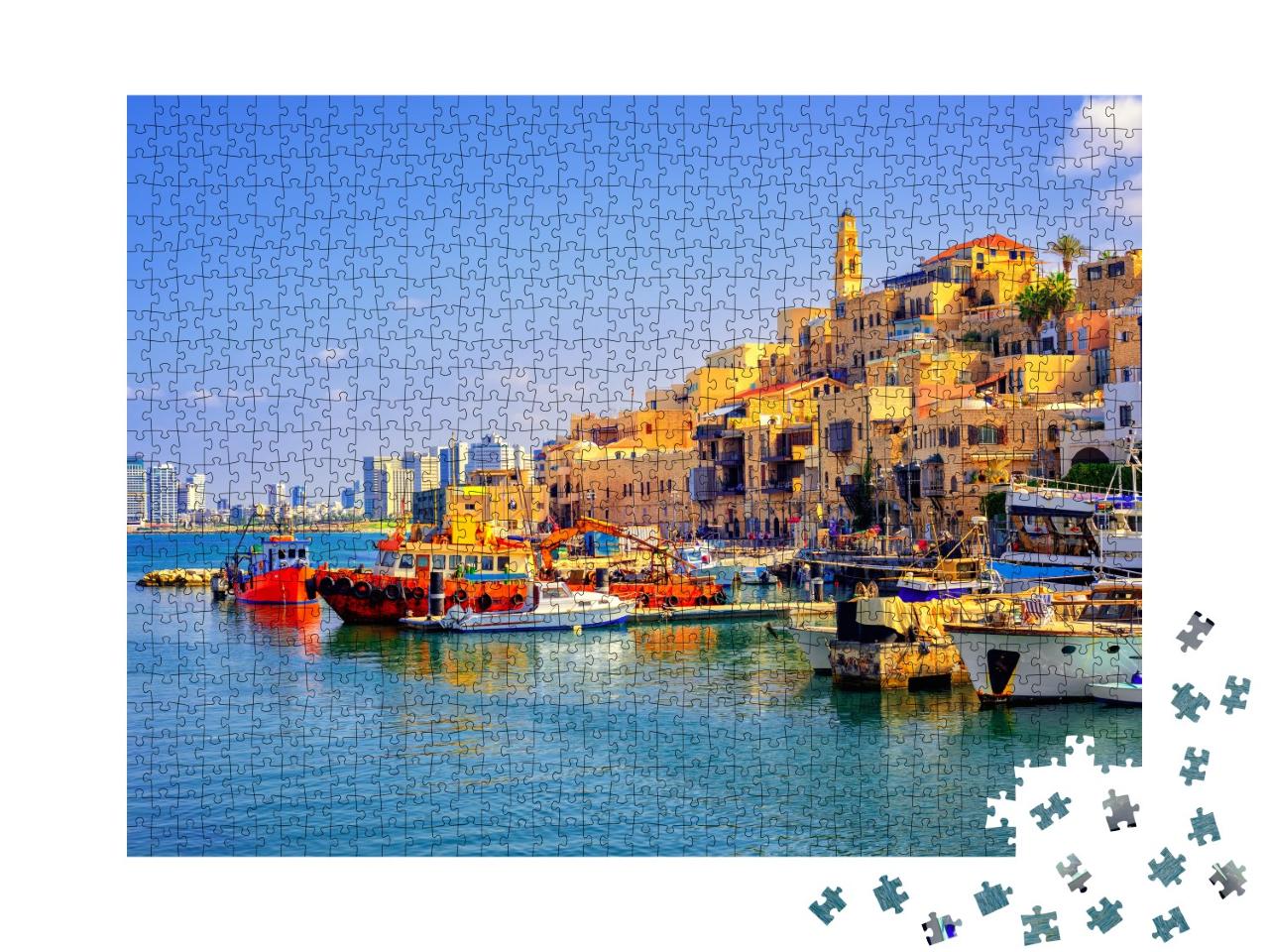 Puzzle 1000 Teile „Altstadt, Hafen von Jaffa und Skyline von Tel Aviv, Israel“