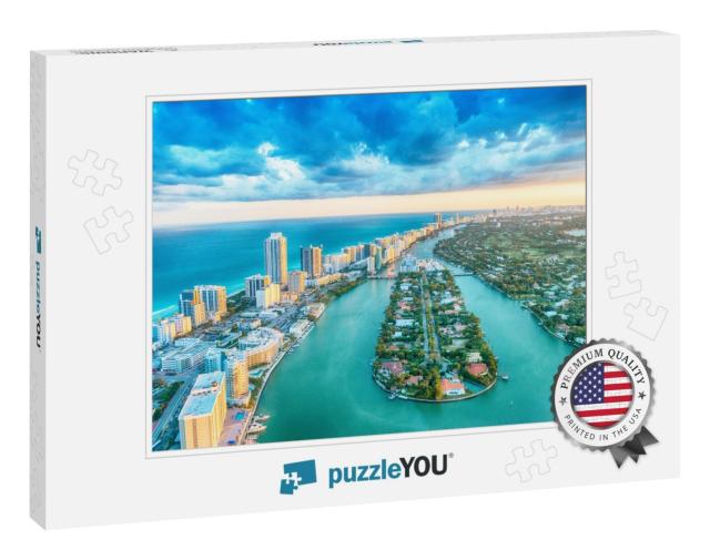 Miami Beach, Wonderful Aerial View of Buildings, River &... Jigsaw Puzzle