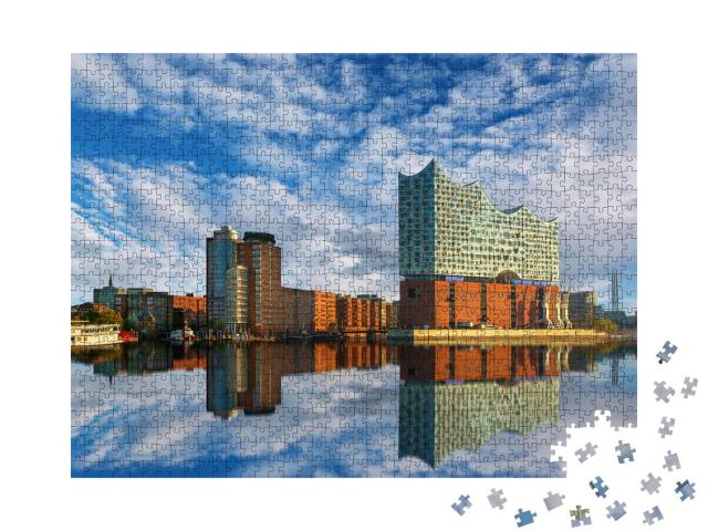 Puzzle 1000 Teile „Spiegelung der Elbphilharmonie in Hamburg“