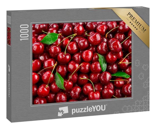 Puzzle 1000 Teile „Frische Bio-Beeren mit Blättern: Kirsche“