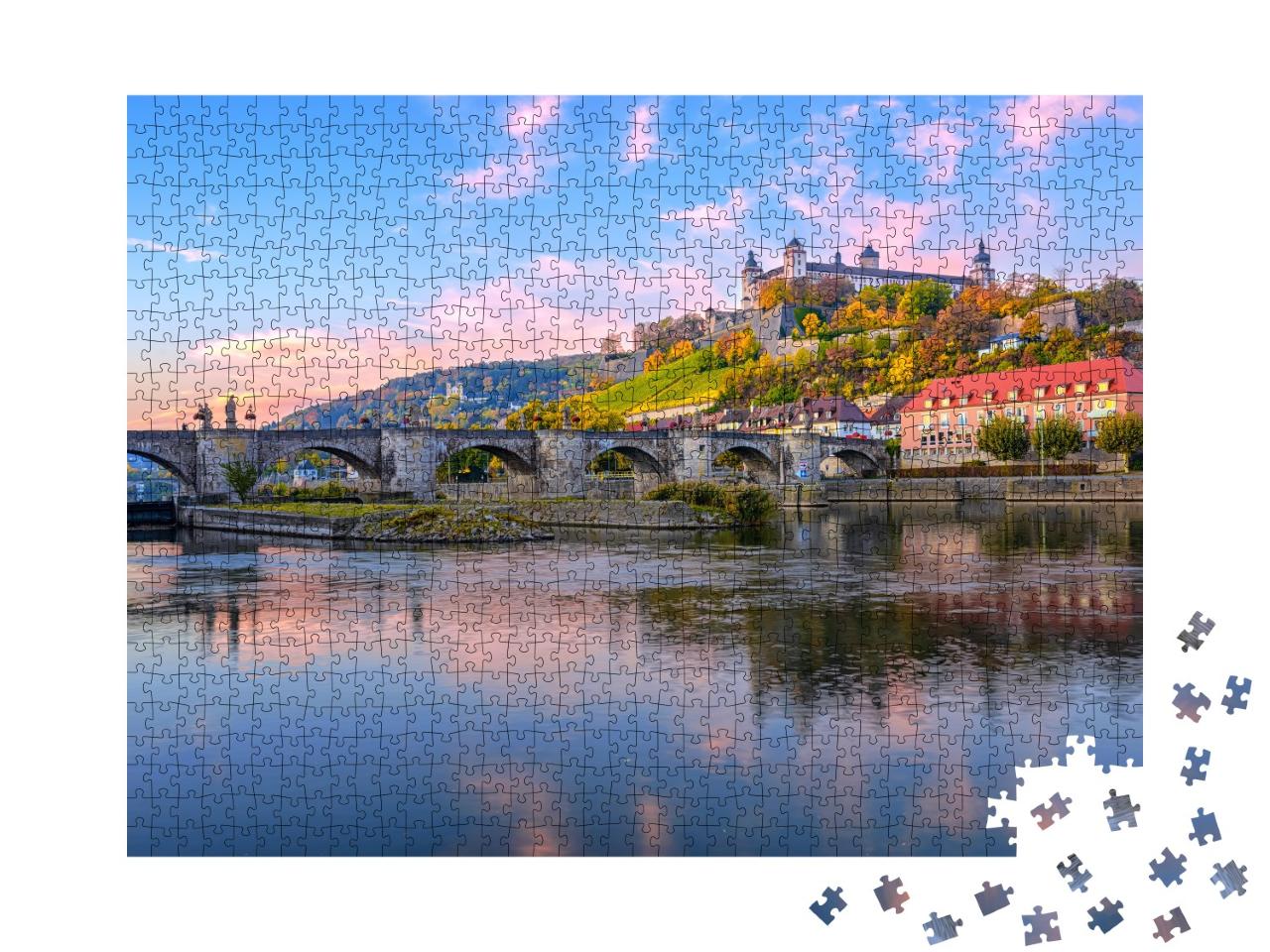 Puzzle 1000 Teile „Festung Marienberg und Alte Mainbrücke von Würzburg, Deutschland“