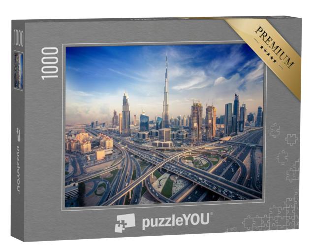 Puzzel 1000 stukjes „Dubai skyline met snelweg“