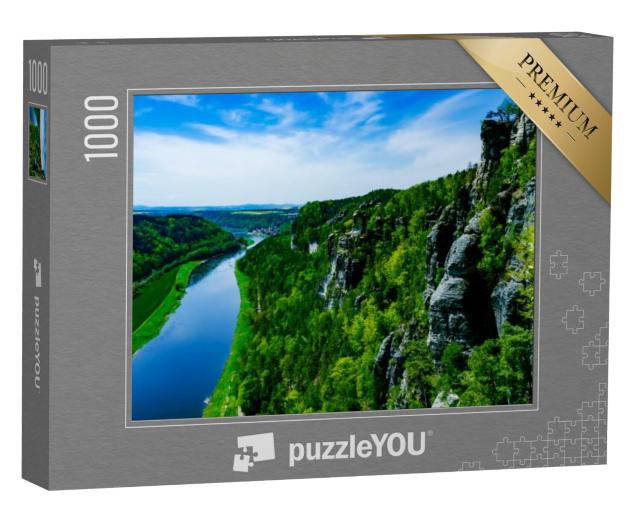 Puzzel 1000 stukjes „Uitzicht op de Elbe in Saksisch Zwitserland“