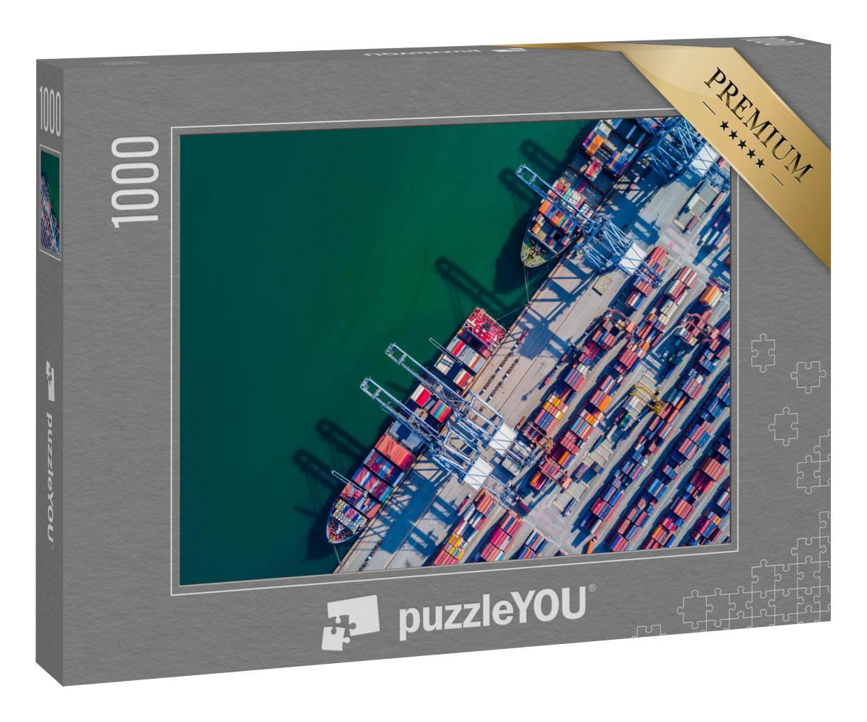Puzzle 1000 Teile „Containerterminal am Hafen aus der Vogelperspektive“
