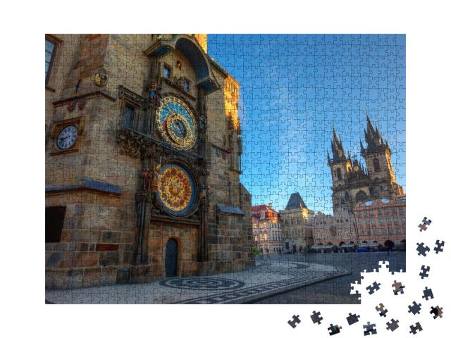 Puzzle 1000 Teile „ Prager Altstädter Ring, Sonnenaufgang am Astronomischen Uhrenturm“