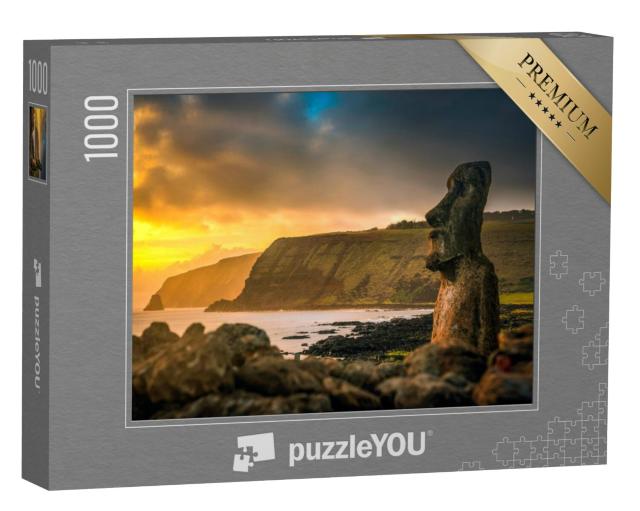 Puzzel 1000 stukjes „Oude stenen figuur Moai op Paaseiland“