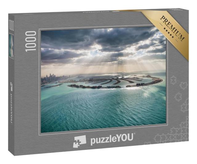 Puzzle 1000 Teile „Palmeninsel: Dubai Palm Jumeirah im Sonnenuntergang“