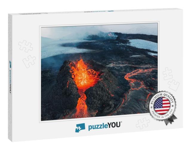 Iceland Volcanic Eruption 2021. the Volcano Fagradalsfjal... Jigsaw Puzzle