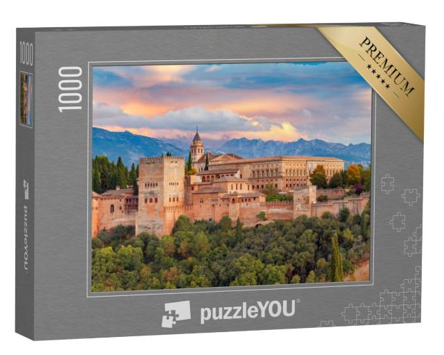 Puzzel 1000 stukjes „Majestueus Alhambra fort en paleizencomplex, Granada, Spanje“