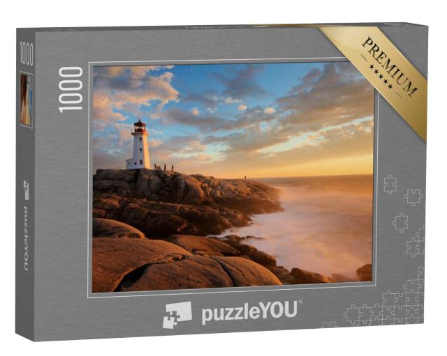 Puzzel 1000 stukjes „Zonsondergang boven de vuurtoren van Peggy Cove, Nova Scotia, Canada“