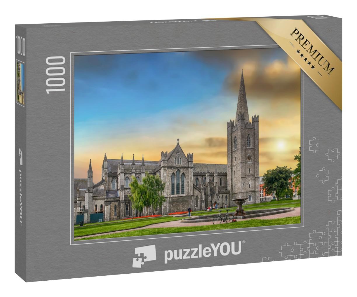 Puzzle 1000 Teile „Sonnenuntergang über der Saint Patrick's Cathedral in Dublin, Irland“