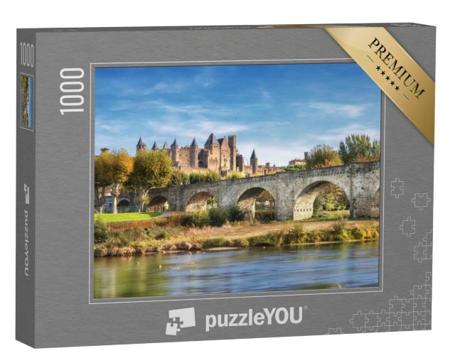 Puzzel 1000 stukjes „Carcassonne en de brug Le Pont Vieux, Frankrijk“