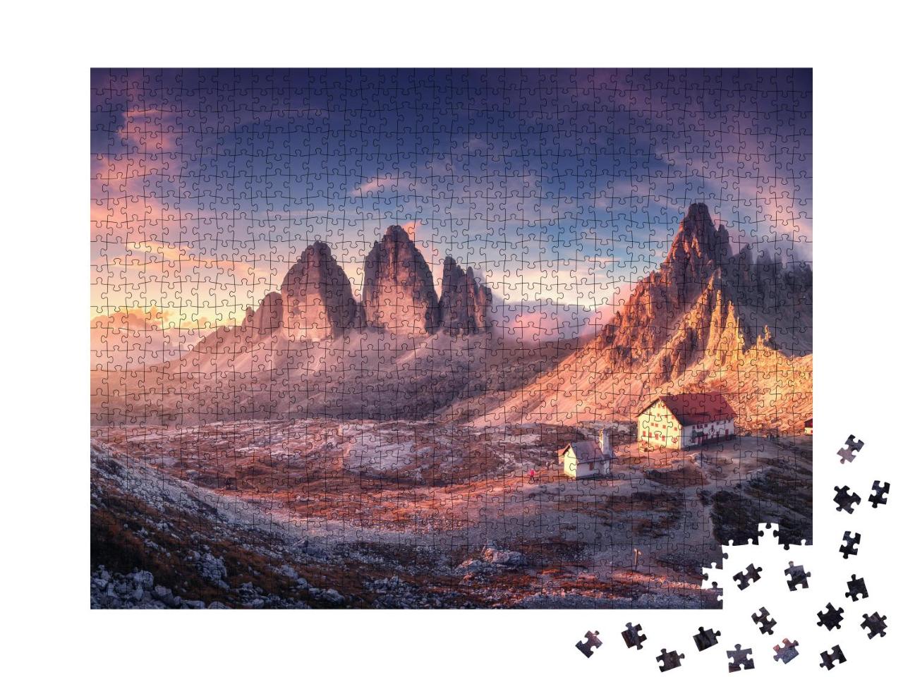 Puzzle 1000 Teile „Dolomiten bei Herbst: Sonnenuntergang in einem Bergtal, Alpen, Italien“