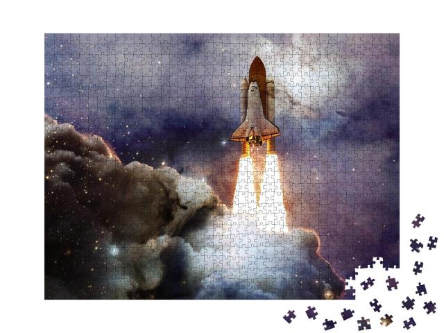 Puzzle 1000 Teile „Raumfähre beim Start zu einer Mission, NASA-Bildmaterial“