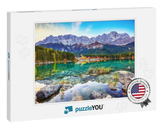 Fabulous Autumn Landscape of Eibsee Lake in Front of Zugs... Jigsaw Puzzle
