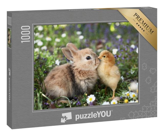 Puzzle 1000 Teile „Beste Freunde: Kleines Kaninchen und Küken“