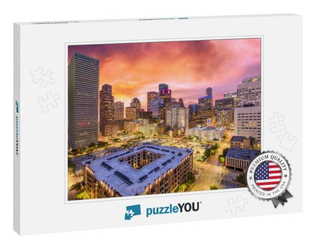Houston, Texas, USA Downtown Cityscape At Dusk... Jigsaw Puzzle