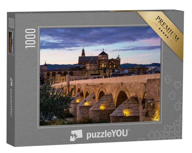 Puzzel 1000 stukjes „Mezquita en Puente Romano bij nacht, Córdoba, Andalusië“