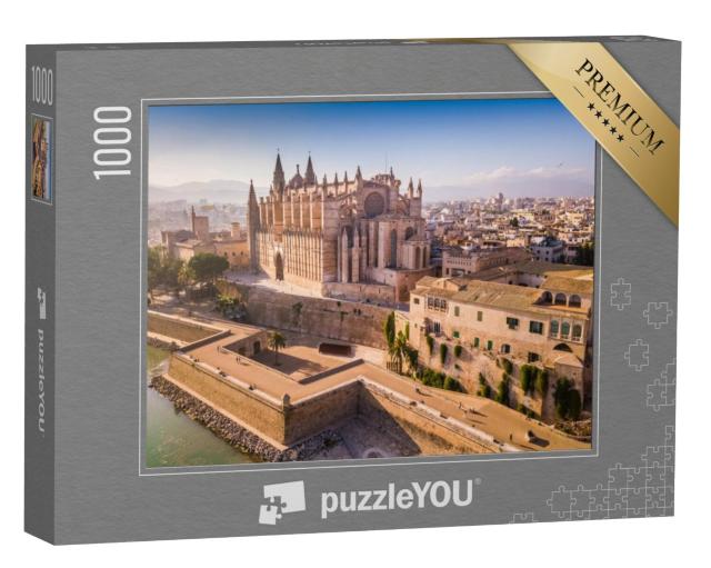 Puzzel 1000 stukjes „Luchtfoto van de historische kathedraal in Palma de Mallorca“