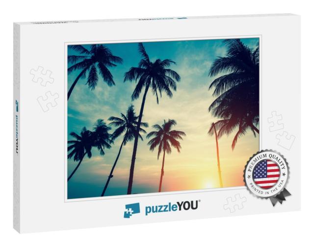 Silhouettes of Palm Trees Against the Sky During a Tropic... Jigsaw Puzzle