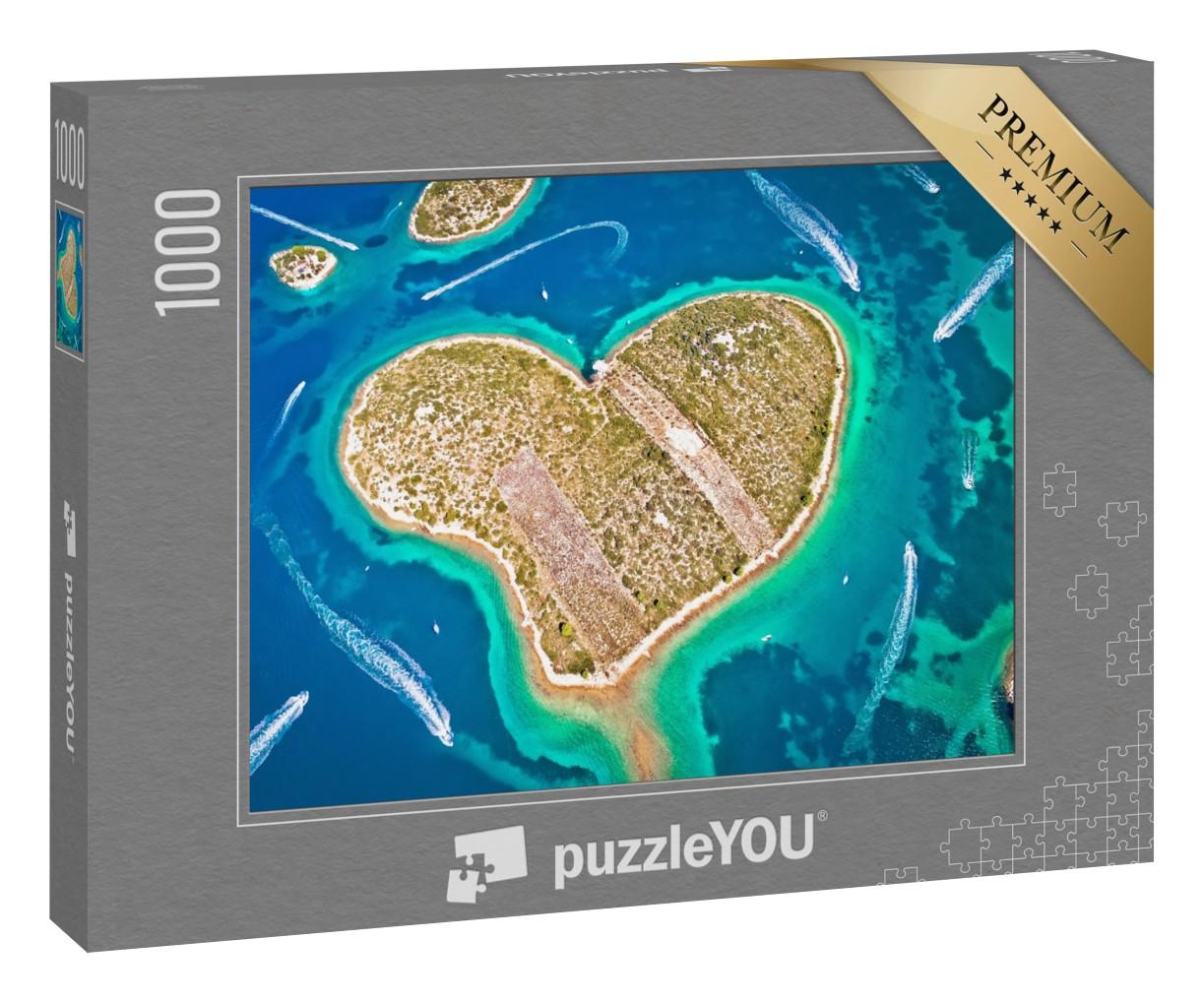 Puzzle 1000 Teile „Herzförmige Insel Galesnjak im Archipel von Zadar, Kroatien“